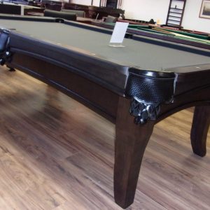 This new 8' Presidential Carter Pool Table with black leather corner pockets and grey felt available at Beck's Billiard in Phoenix, AZ.